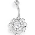 Clear CZ Gem Loopy Flower Whimsy Belly Ring