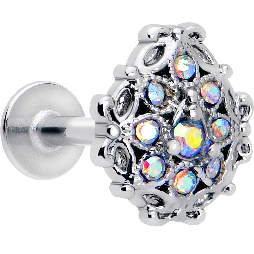 16G 1/4 Aurora Gem Retro Sunburst Cartilage Labret