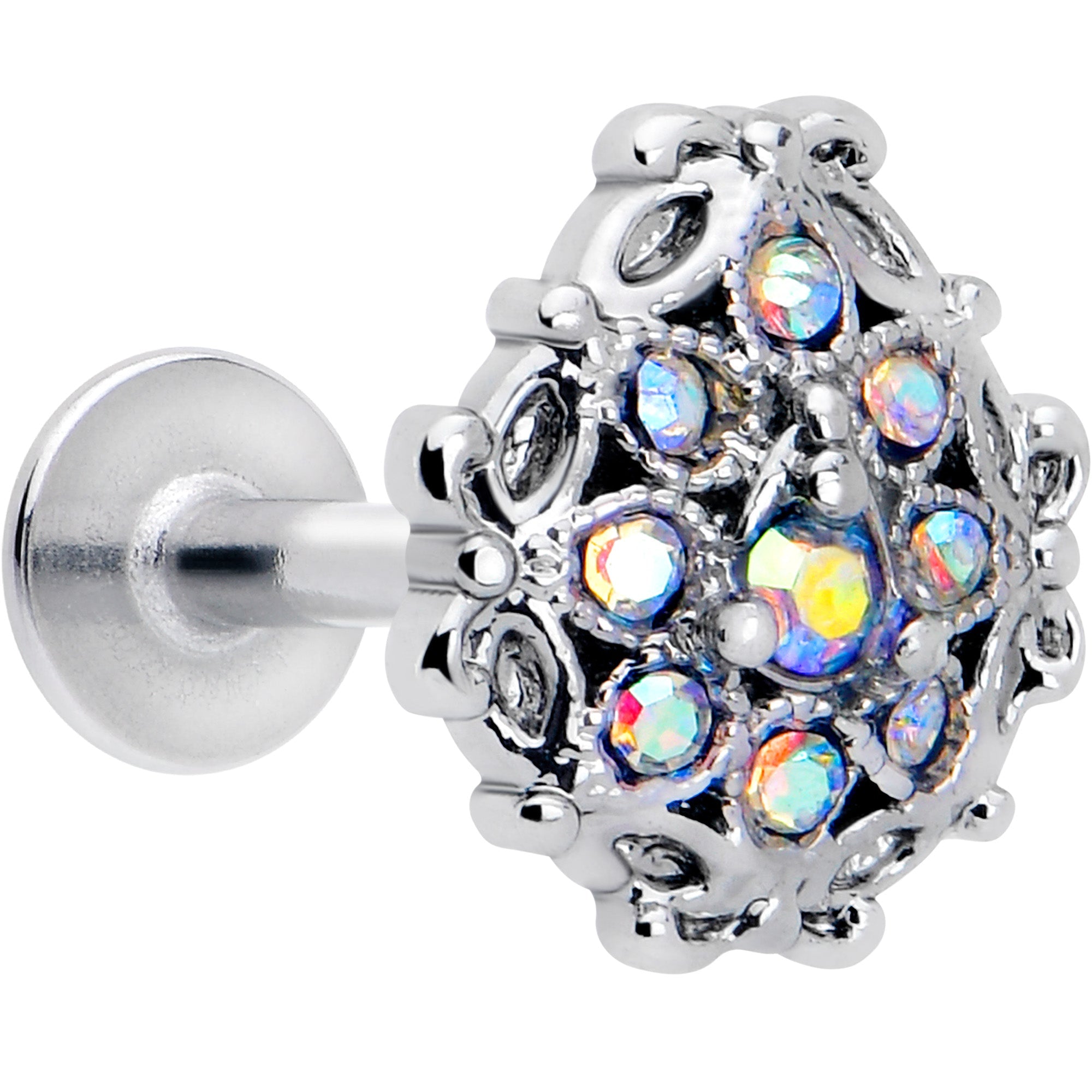 16G 1/4 Aurora Gem Retro Sunburst Cartilage Labret