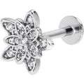 16G 5/16 Clear CZ Gem Snowflake Flower Labret Monroe Tragus