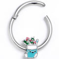 16G 3/8 Festive Blue Christmas Stocking Hinged Segment Ring