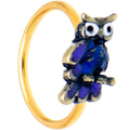 20G 5/16 Gold Tone Regal Owl Blue Nose Hoop