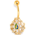 Vitrail Clear Gem Gold Tone Blossom Bloom Belly Ring