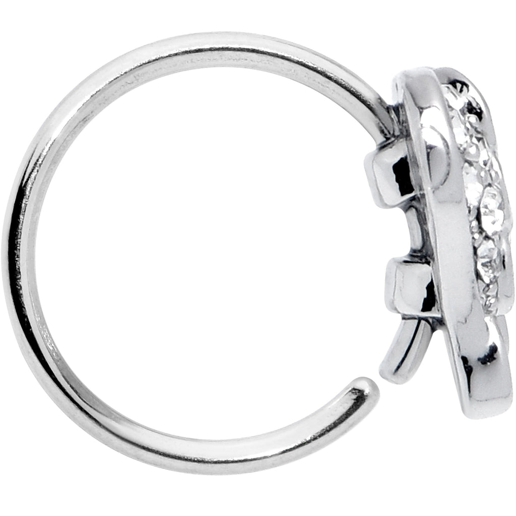 20G 5/16 White Heavenly Heart Angel Wing Nose Hoop