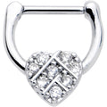 16G 1/4 Clear CZ Gem Lattice Heart Cartilage Clicker