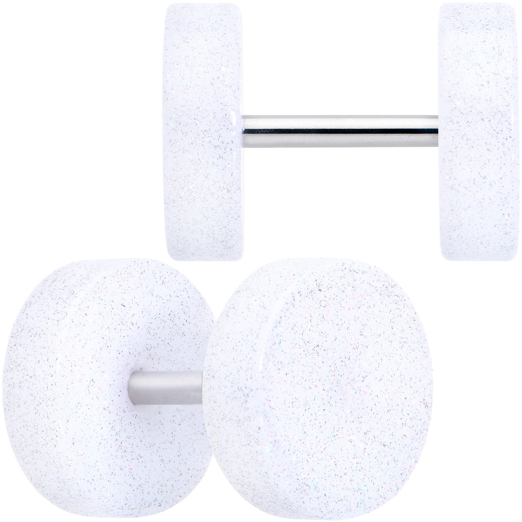 18G White Shimmer Acrylic Cheater Plug Set