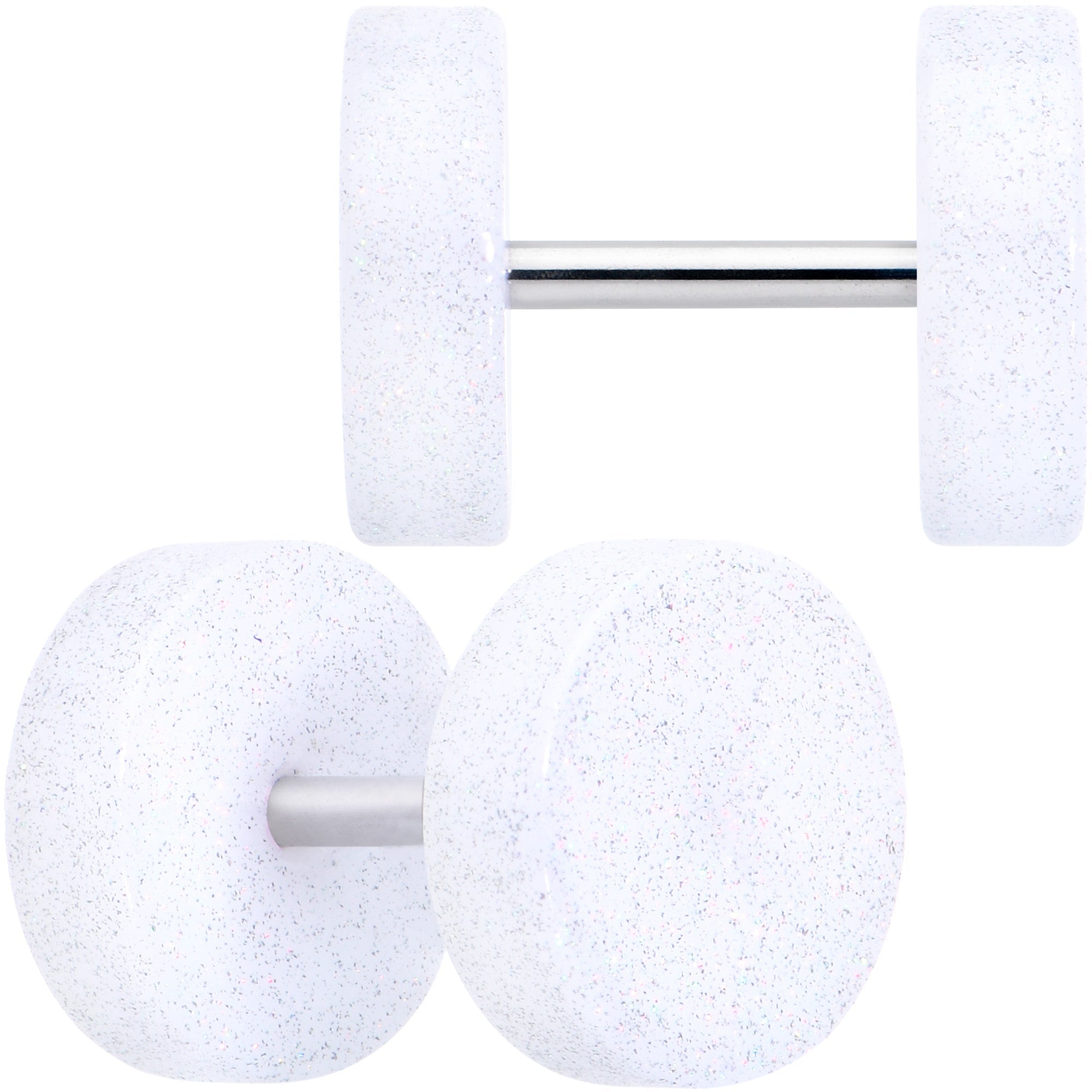 18G White Shimmer Acrylic Cheater Plug Set