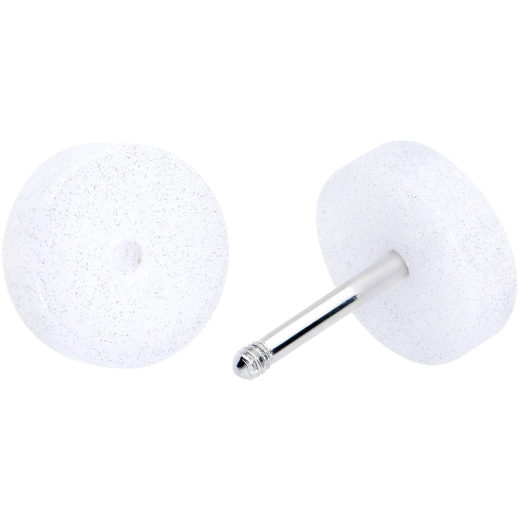 18G White Shimmer Acrylic Cheater Plug Set