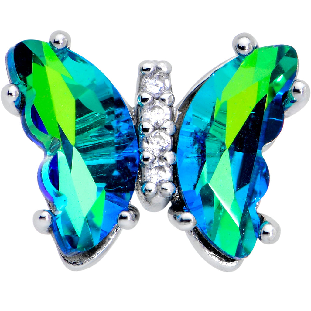 16G 1/4 Green CZ Gem Simply Colorful Butterfly Cartilage Earring