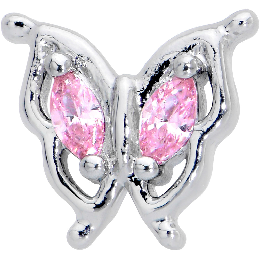 16G 1/4 Pink Gem Fancy Fab Butterfly Cartilage Tragus Earring