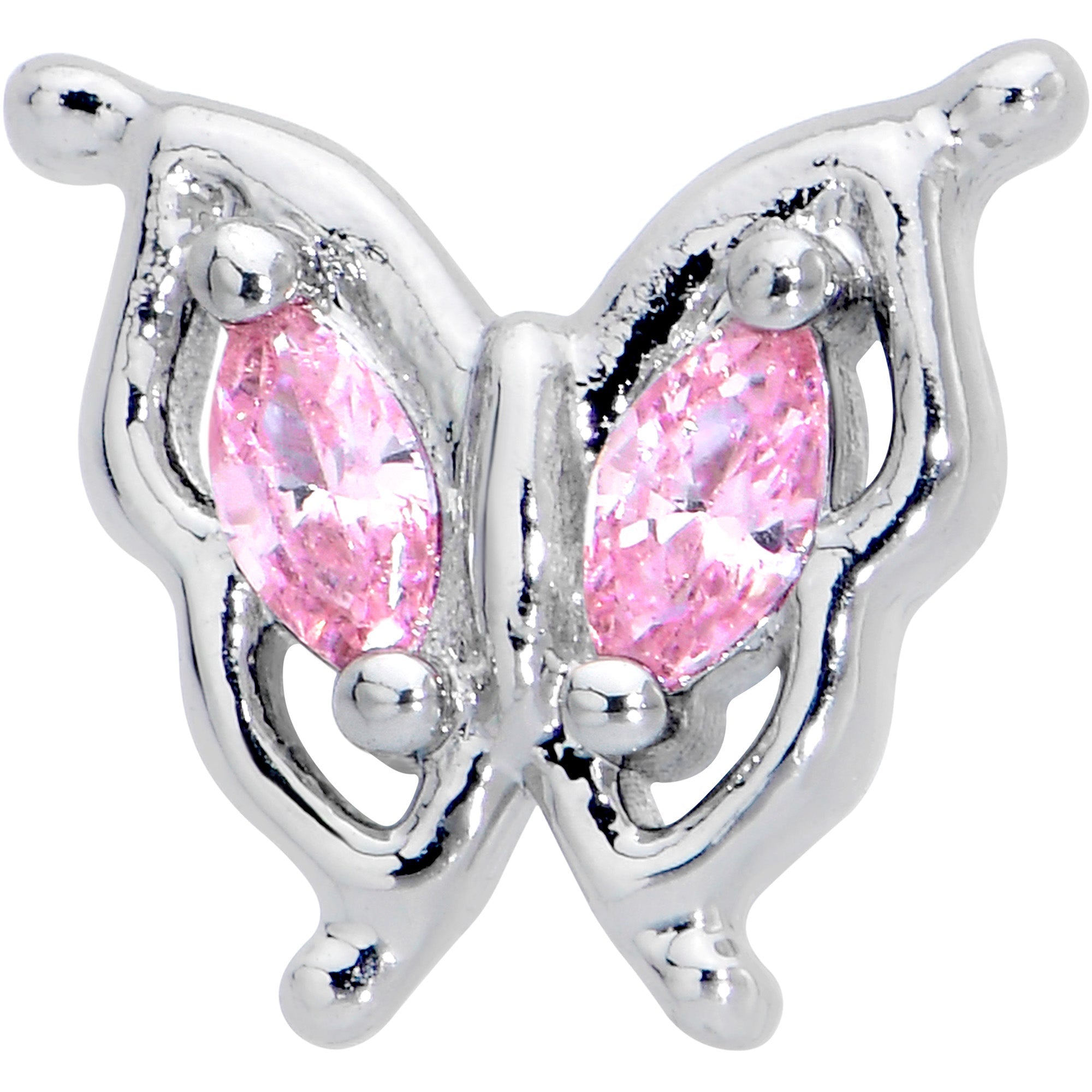 16G 1/4 Pink Gem Fancy Fab Butterfly Cartilage Tragus Earring