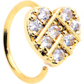 20G 5/16 Clear CZ Gem Gold Tone Lattice Heart Nose Hoop