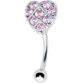 16G 5/16 Pink Gem Lattice Heart Curved Eyebrow Ring