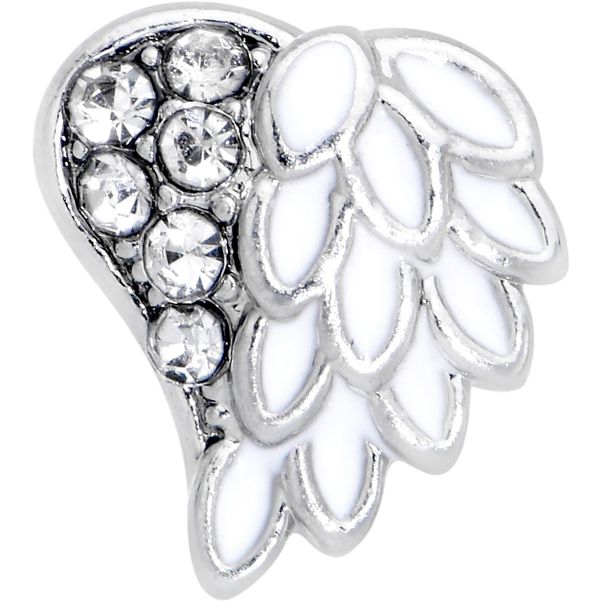 20G 7mm White Heavenly Heart Angel Wing L Shape Nose Ring