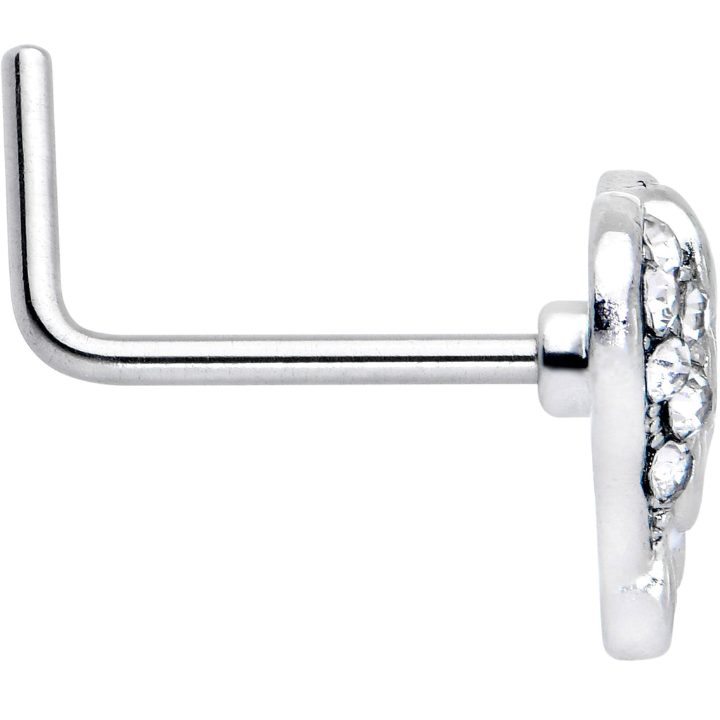 20G 7mm White Heavenly Heart Angel Wing L Shape Nose Ring