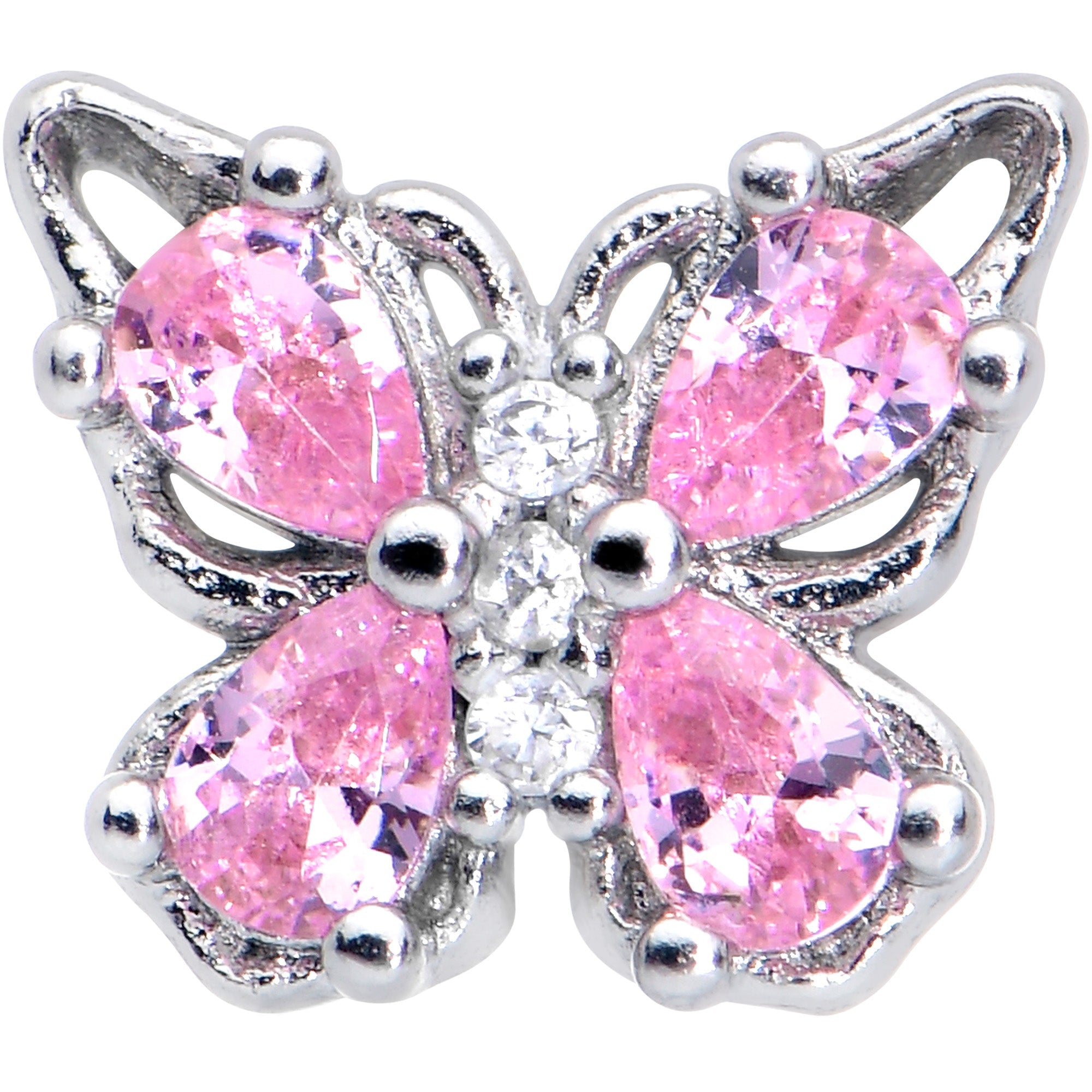 16G 1/4 Pink Gem Butterfly Glory Cartilage Tragus Earring