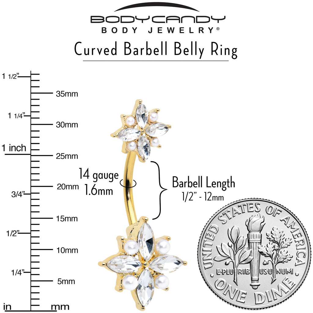 Clear Gem Gold Tone Star Power Double Mount Belly Ring