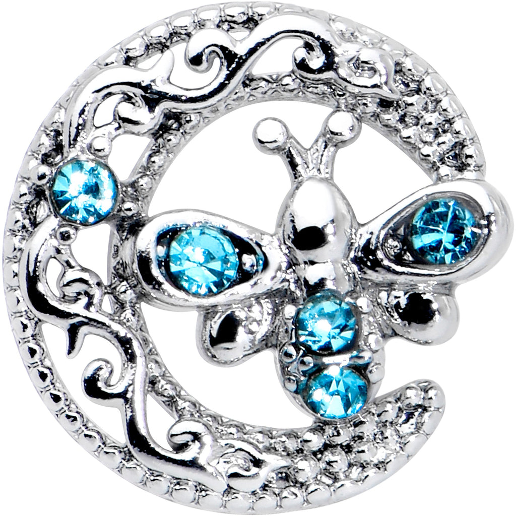 16G 1/4 Blue Gem Lunar Dragonfly Cartilage Tragus Earring