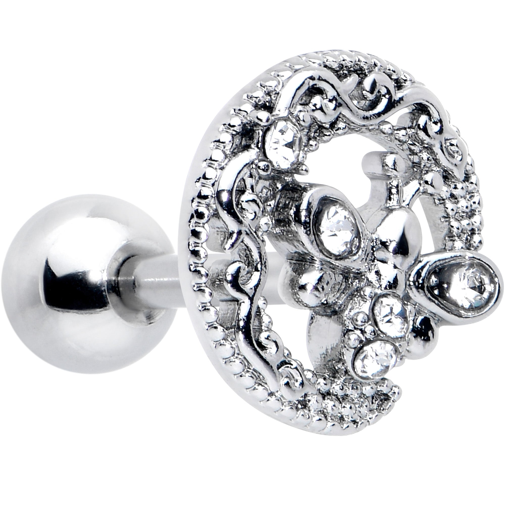 16G 1/4 Clear Gem Lunar Dragonfly Cartilage Tragus Earring