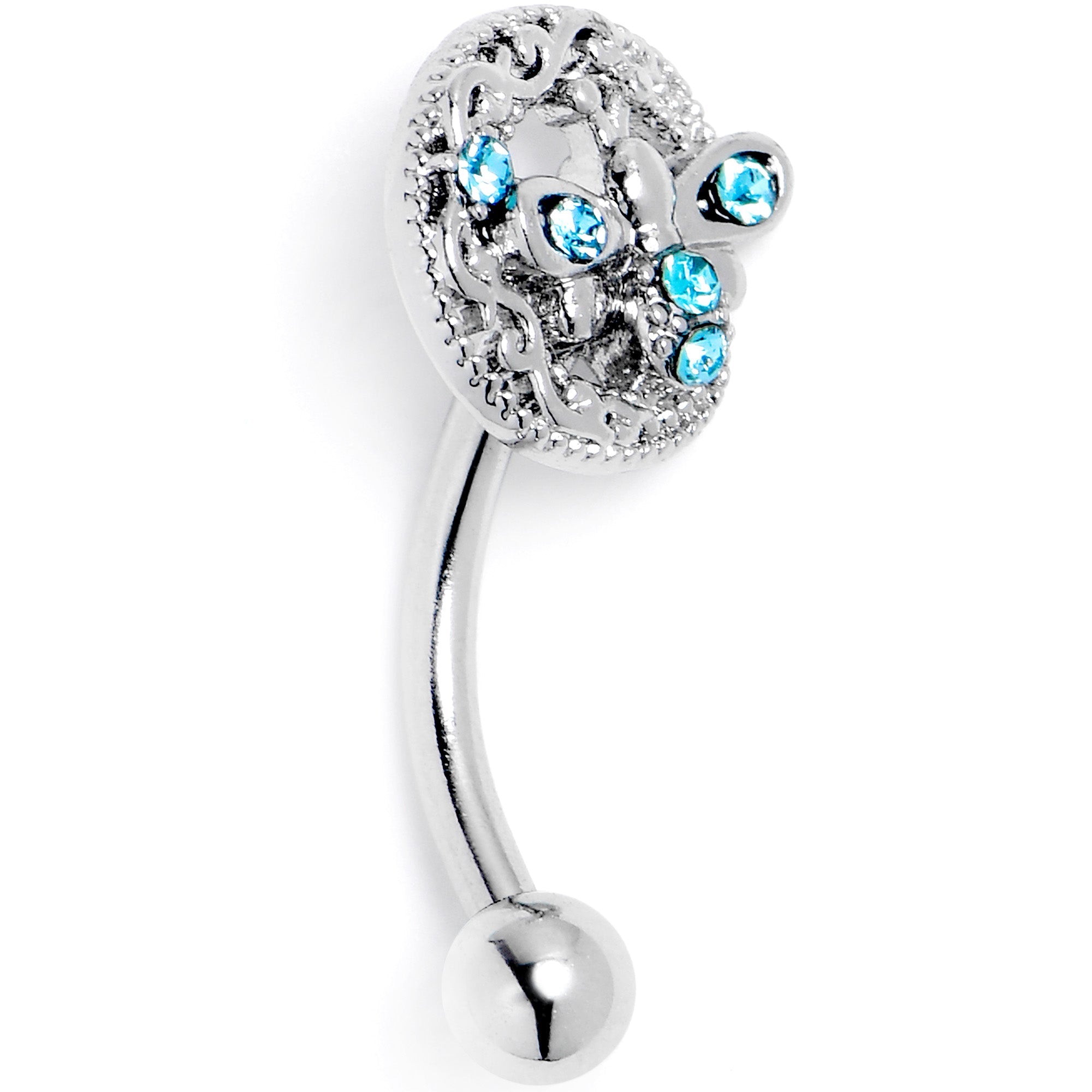 16G 5/16 Blue Gem Lunar Dragonfly Curved Eyebrow Ring