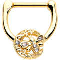 16G 5/16 Clear Gem Gold Tone Lunar Dragonfly Cartilage Clicker