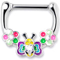16G 5/16 Clear CZ Gem Butterfly Love Bug Flower Cartilage Clicker