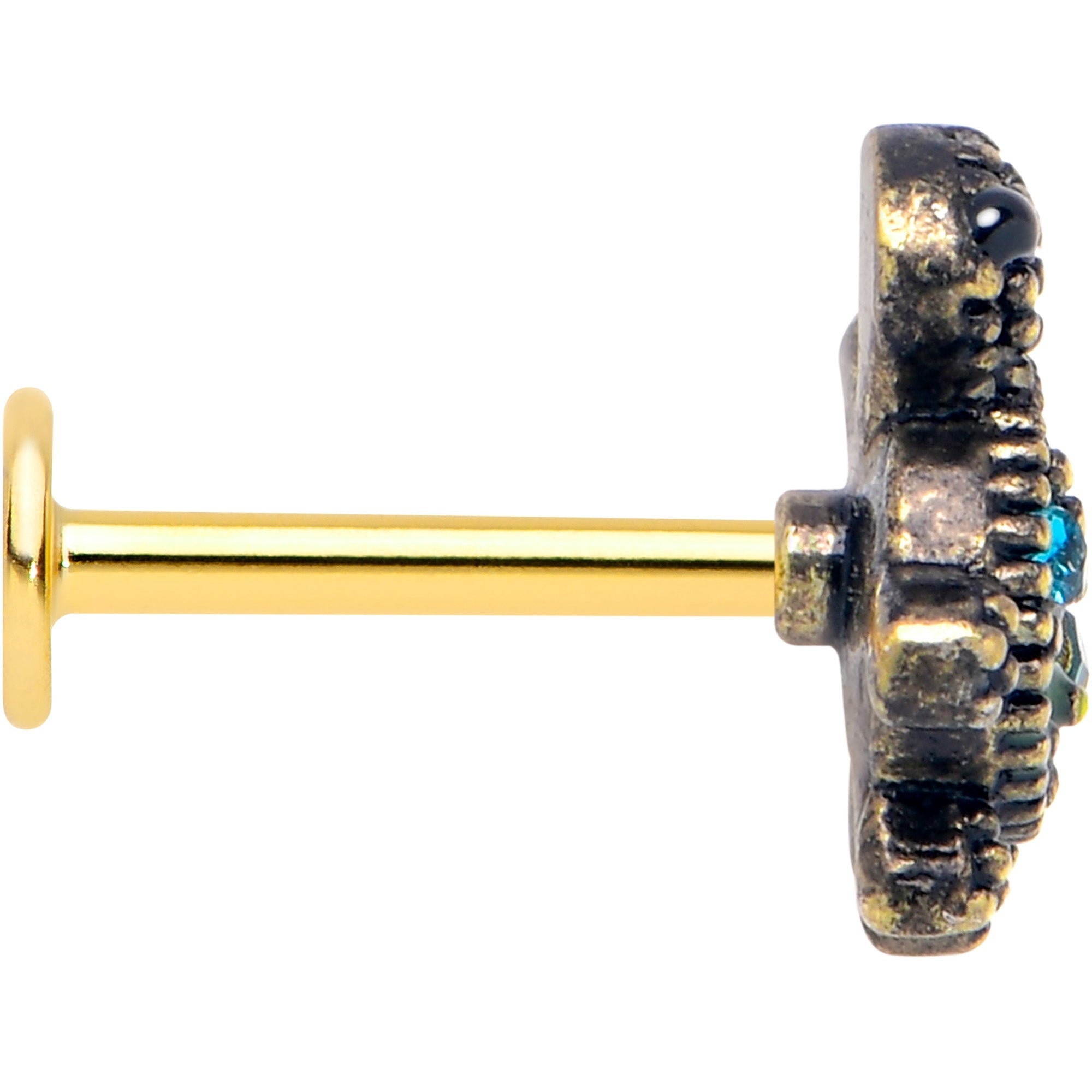 16G 5/16 Blue Gem Gold Tone Sweet Sea Turtle Labret Monroe Tragus