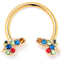 16G 3/8 Red Blue Gem Gold Hue Butterfly Horseshoe Circular Barbell