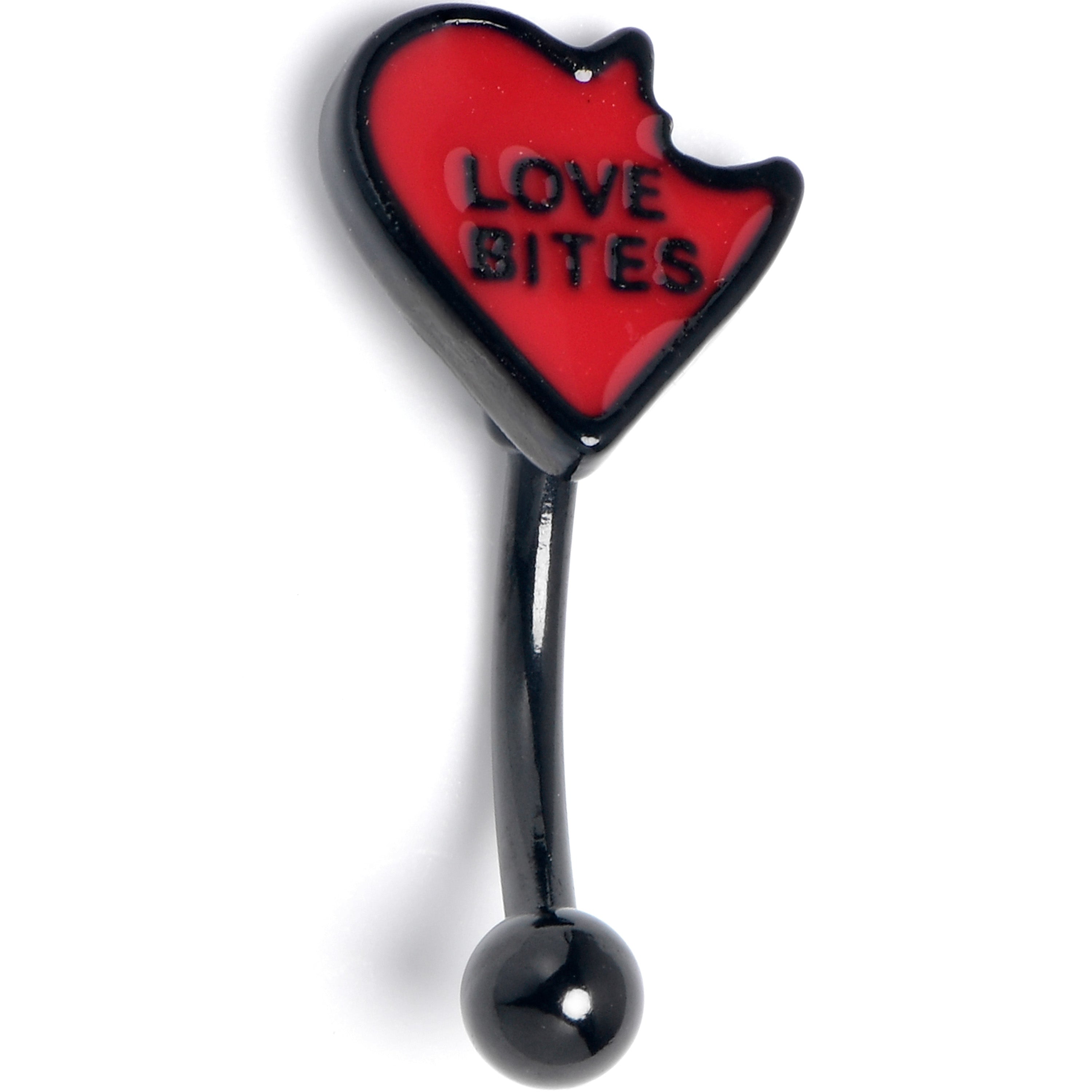16G 5/16 Black Love Bites Heart Valentine Curved Eyebrow Ring