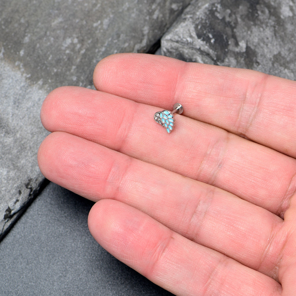16G 5/16 Clear Gem Heavenly Heart Angel Wing Blue Labret Tragus