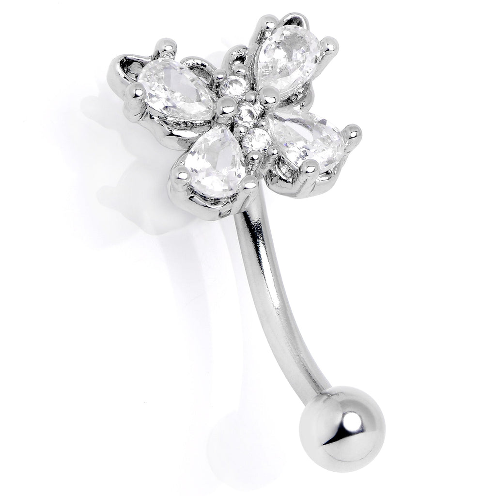 16G 5/16 Clear Gem Baroque Beauty Butterfly Curved Eyebrow Ring