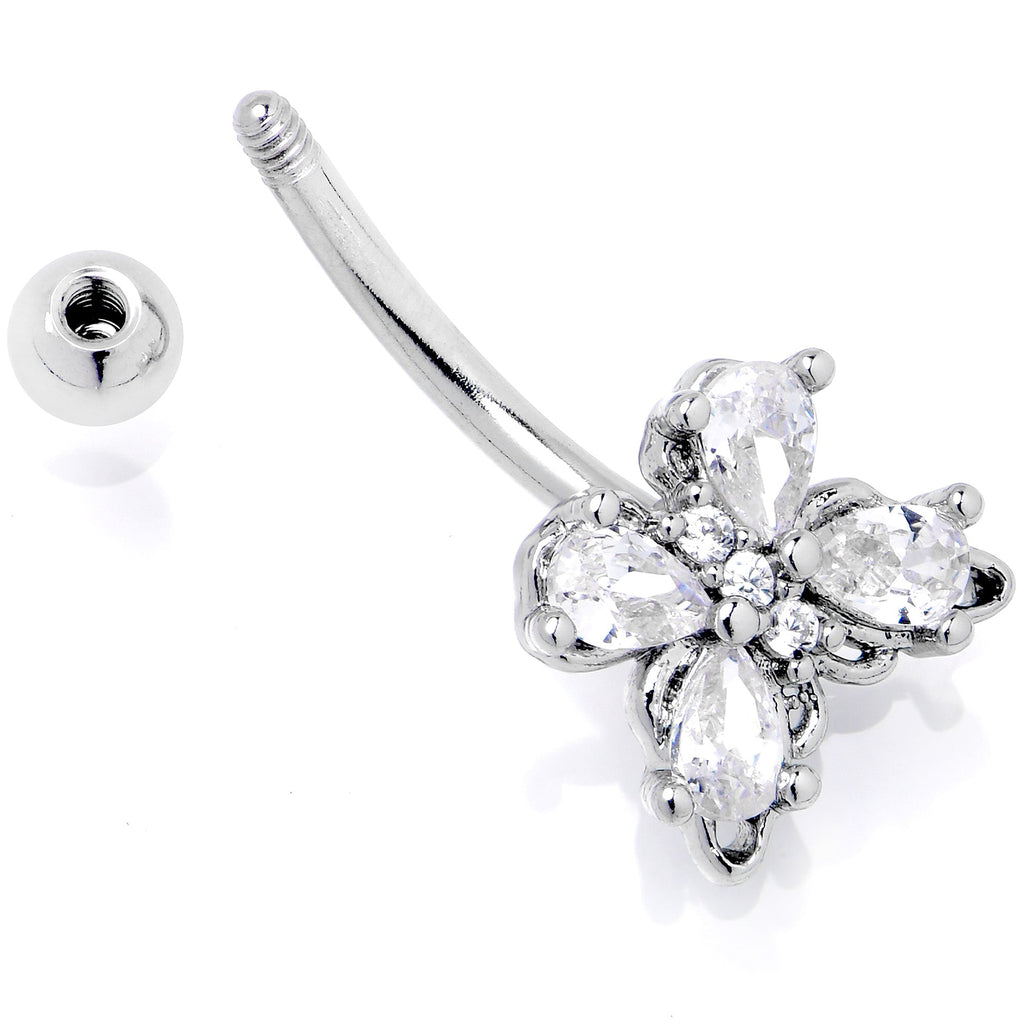 16G 5/16 Clear Gem Baroque Beauty Butterfly Curved Eyebrow Ring