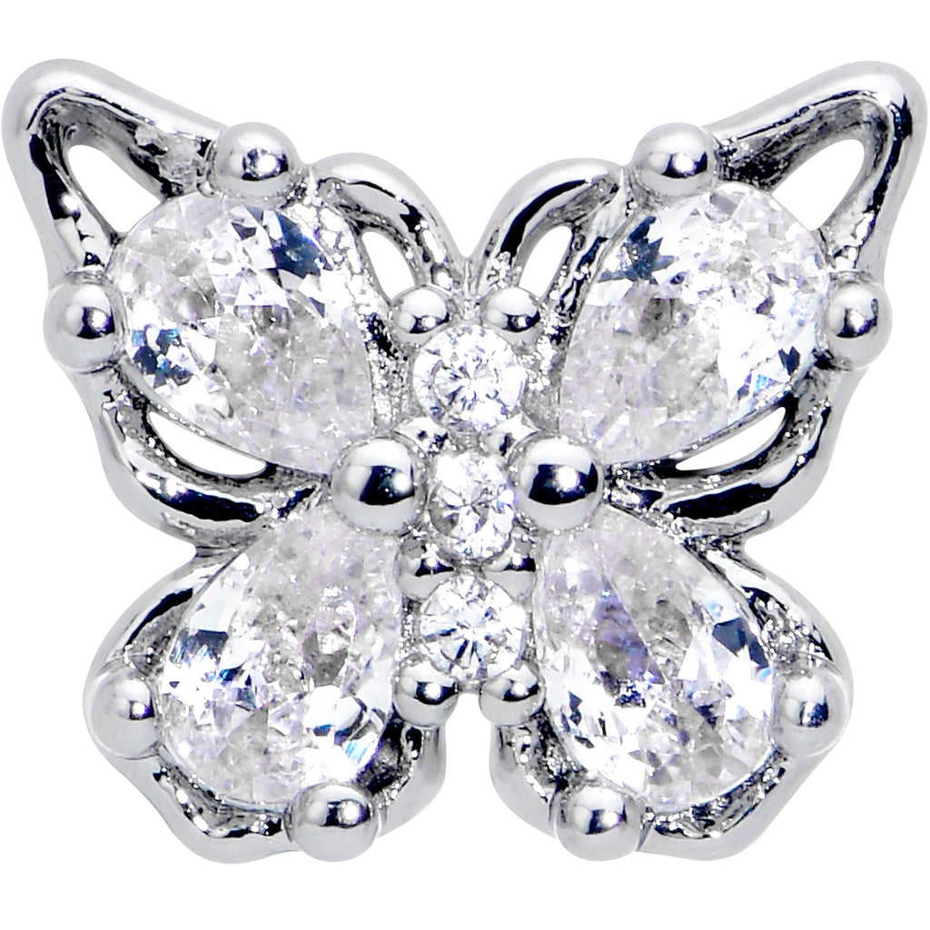 16G 5/16 Clear Gem Baroque Butterfly Internally Threaded Labret