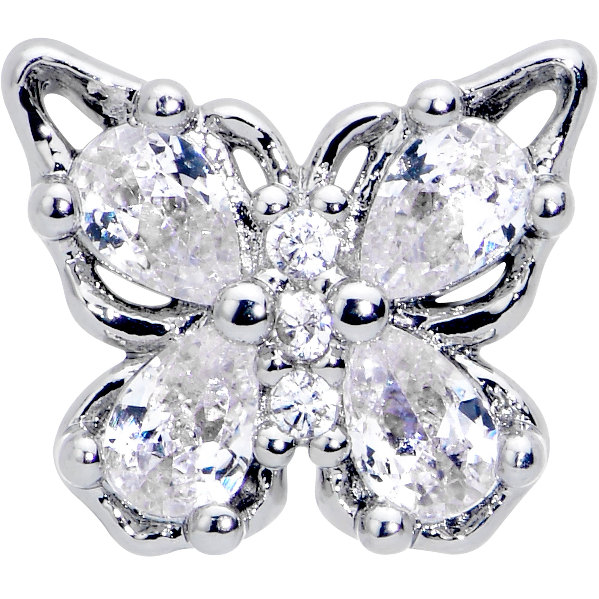 16G 5/16 Clear Gem Baroque Butterfly Internally Threaded Labret