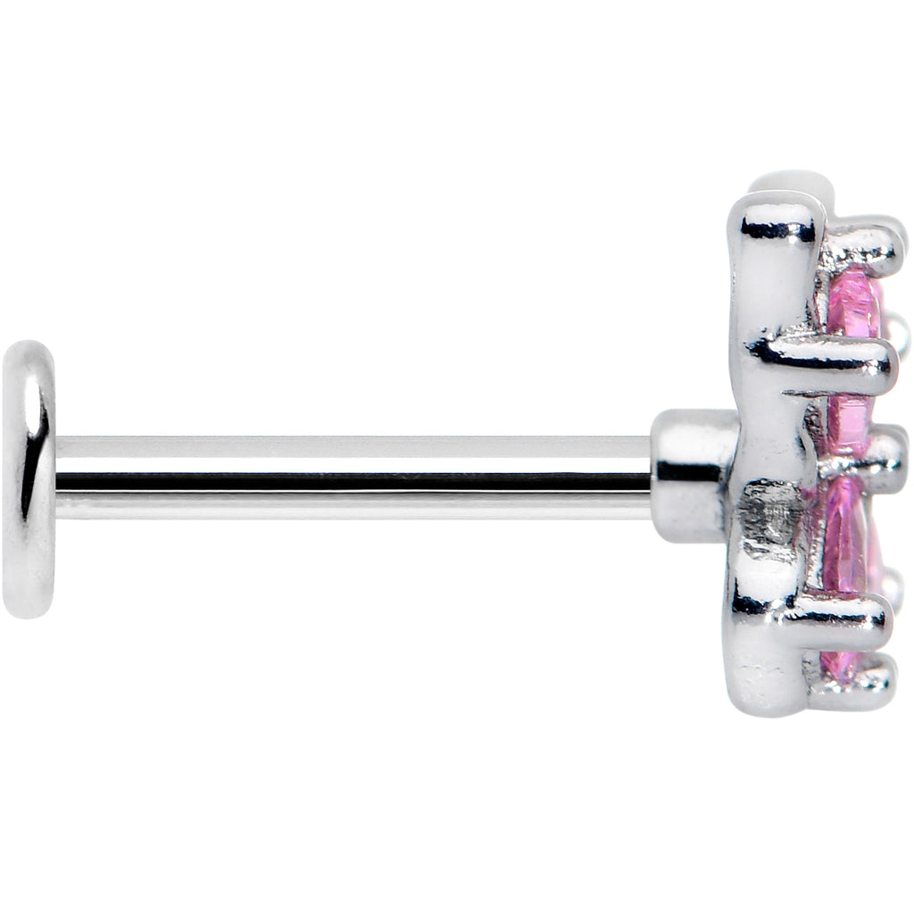 16G 5/16 Pink Gem Baroque Butterfly Internally Threaded Labret
