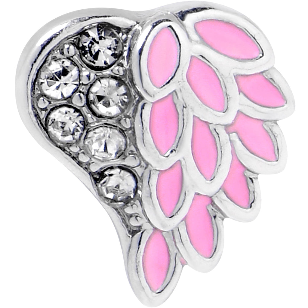 16G 5/16 Clear Gem Heavenly Heart Angel Wing Pink Labret Tragus