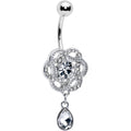 Clear Gem Celtic Knot Elegance Dangle Belly Ring