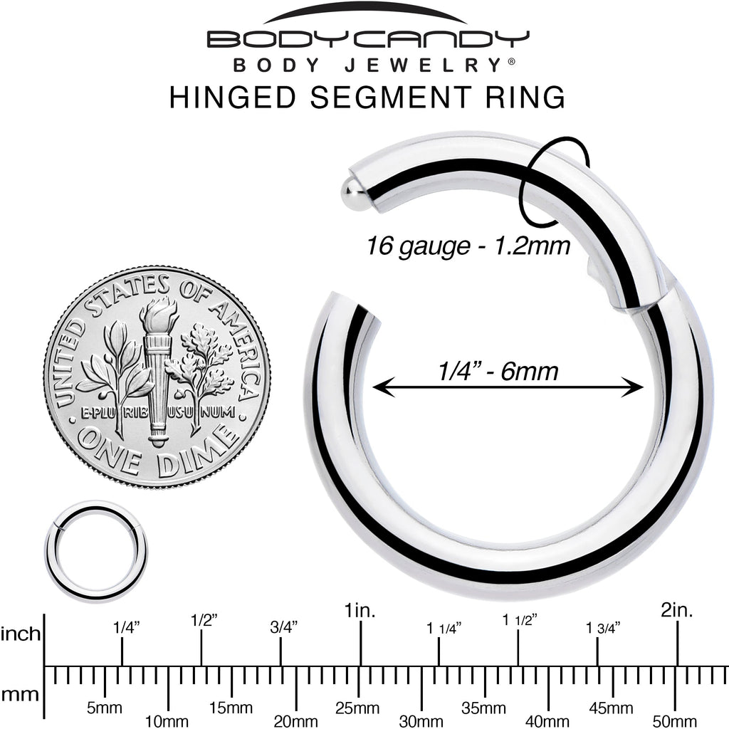 16G 1/4 316L Surgical Steel Precision Hinged Segment Hoop