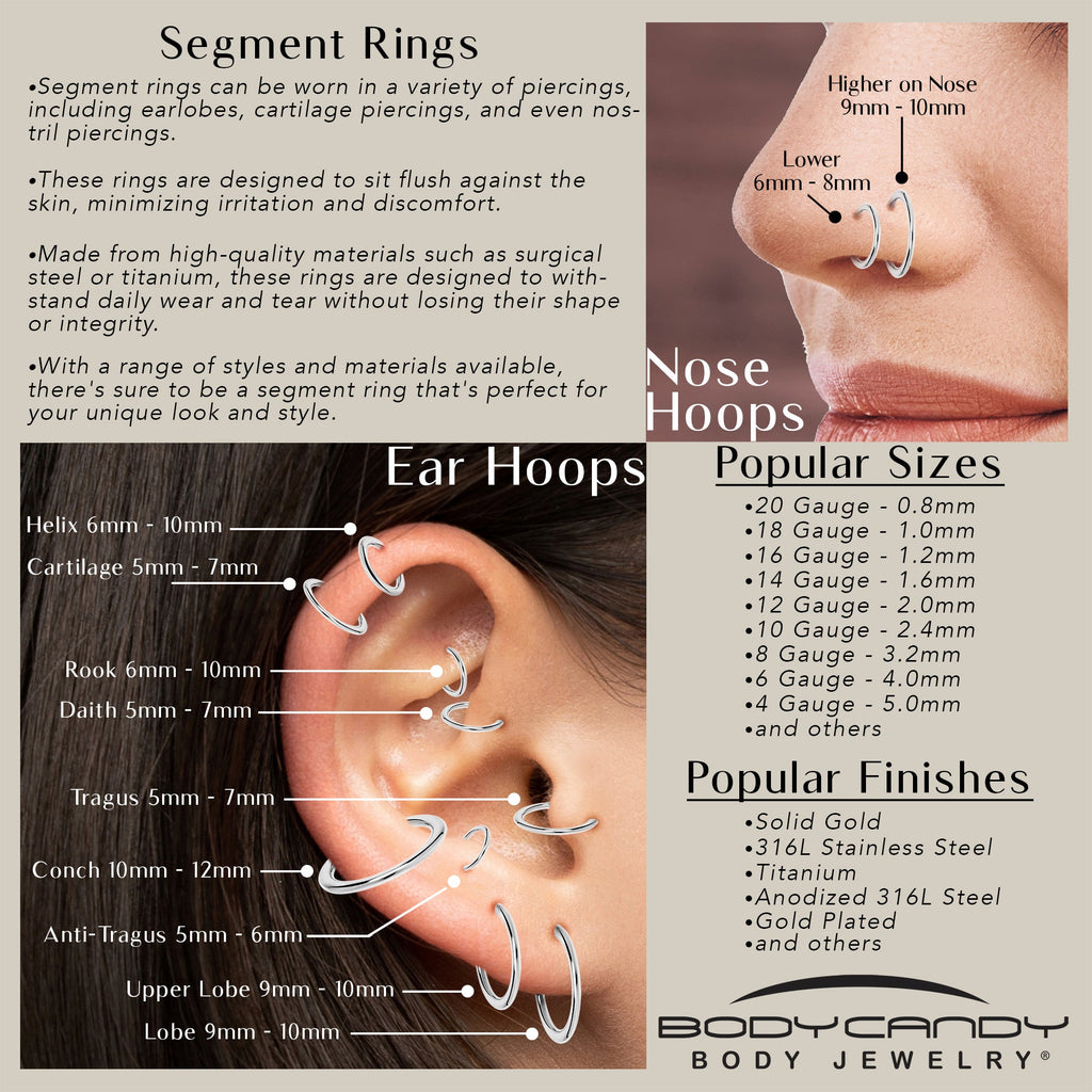 16G 7mm 316L Surgical Steel Precision Hinged Segment Hoop
