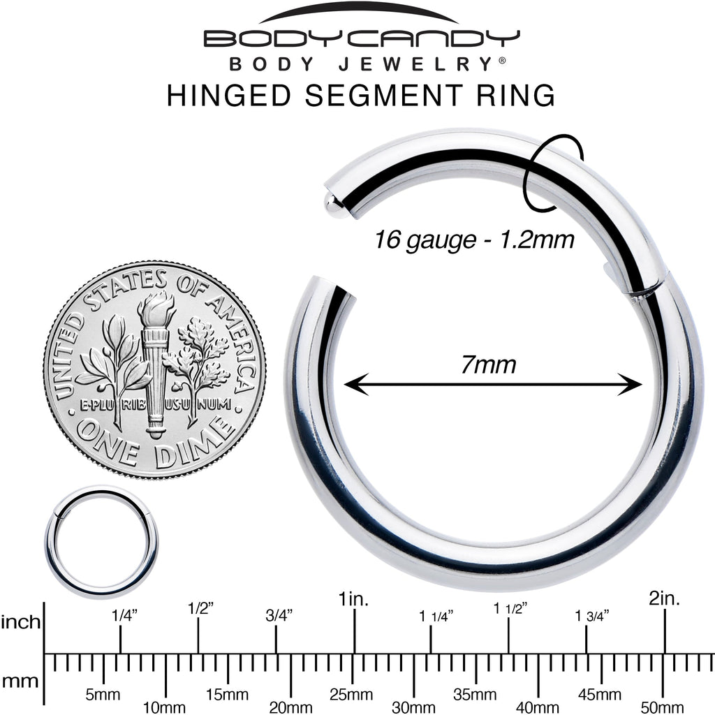 16G 7mm 316L Surgical Steel Precision Hinged Segment Hoop