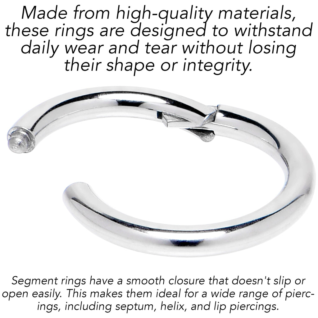 14G 9/16 316L Surgical Steel Precision Hinged Segment Hoop