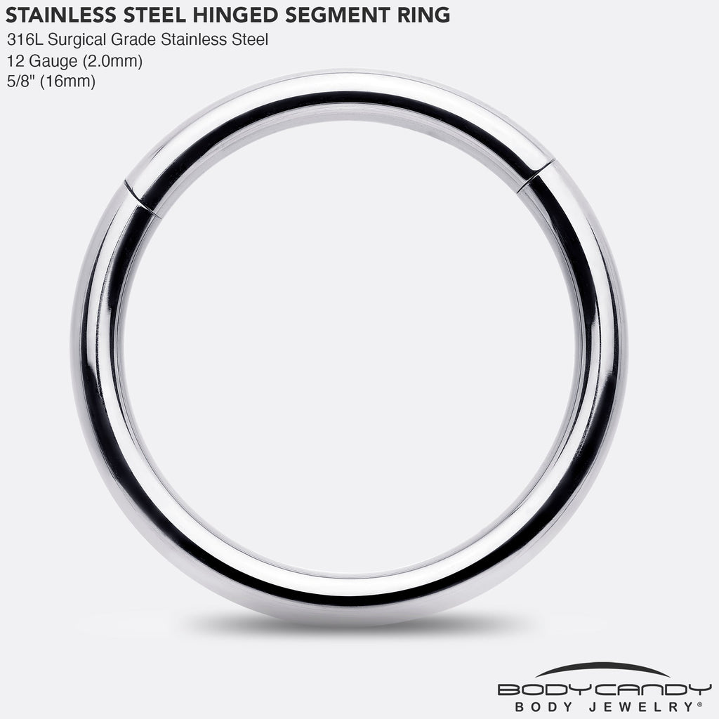 12G 5/8 316L Surgical Steel Precision Hinged Segment Hoop