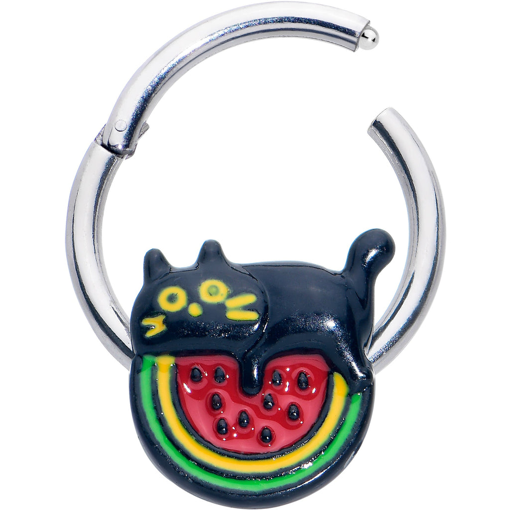 16G 3/8 Watermelon Cat Love Hinged Segment Ring