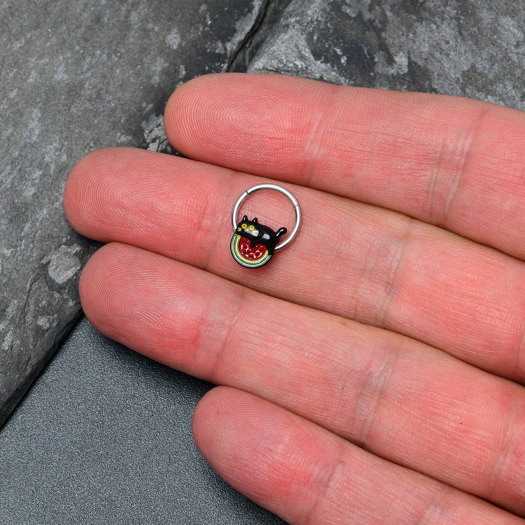 16G 3/8 Watermelon Cat Love Hinged Segment Ring