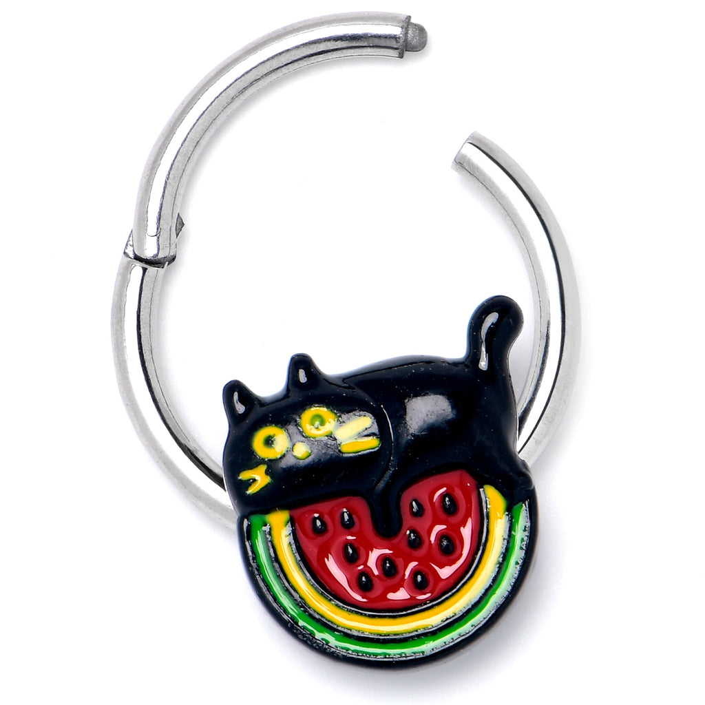 16G 3/8 Watermelon Cat Love Hinged Segment Ring