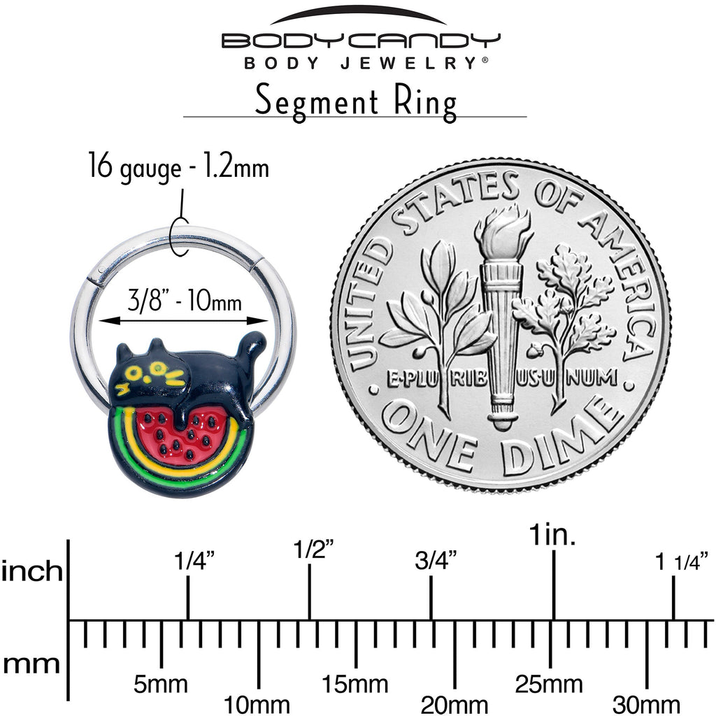 16G 3/8 Watermelon Cat Love Hinged Segment Ring