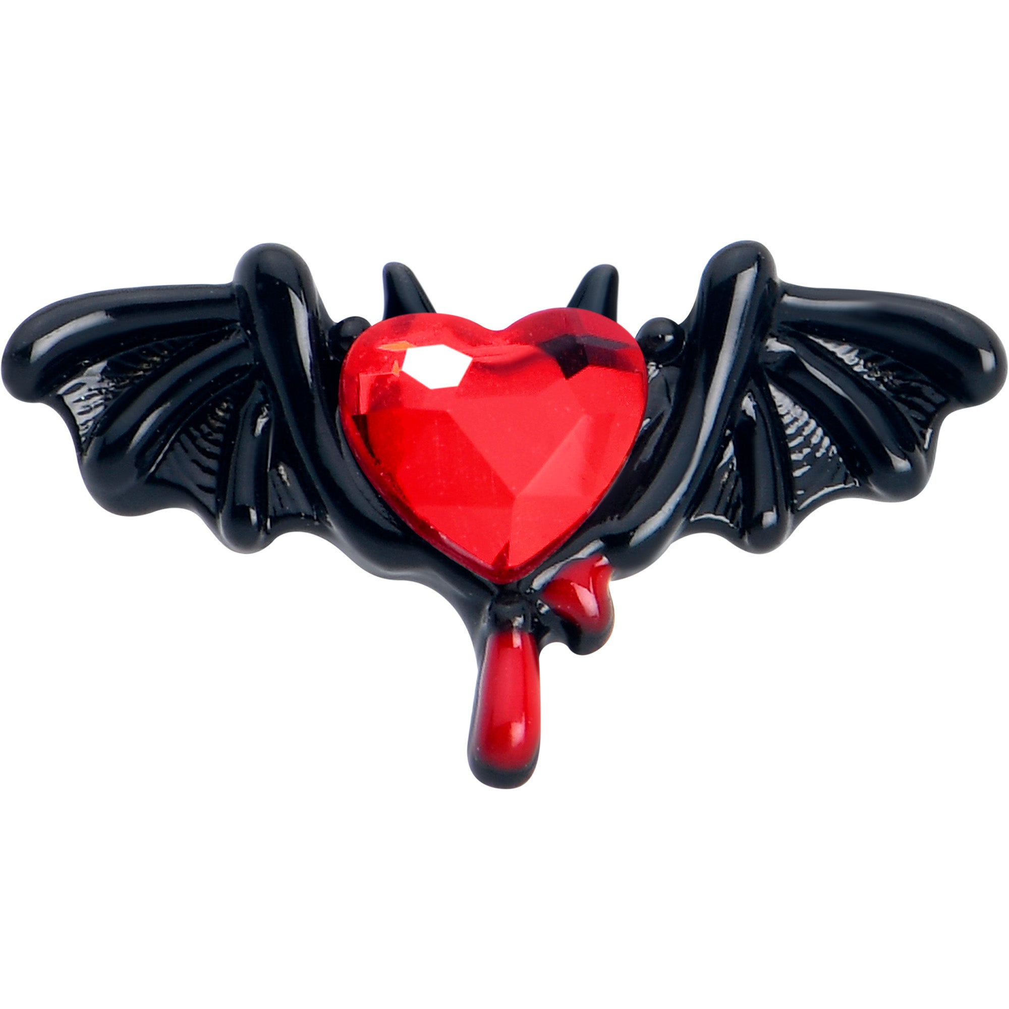 16G 1/4 Red Gem Black Bleeding Heart Bat Cartilage Tragus Earring