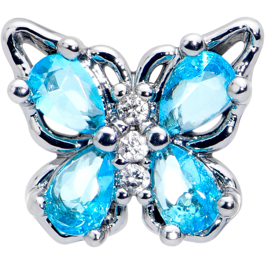 16G 1/4 Blue Gem Baroque Beauty Butterfly Cartilage Tragus Earring