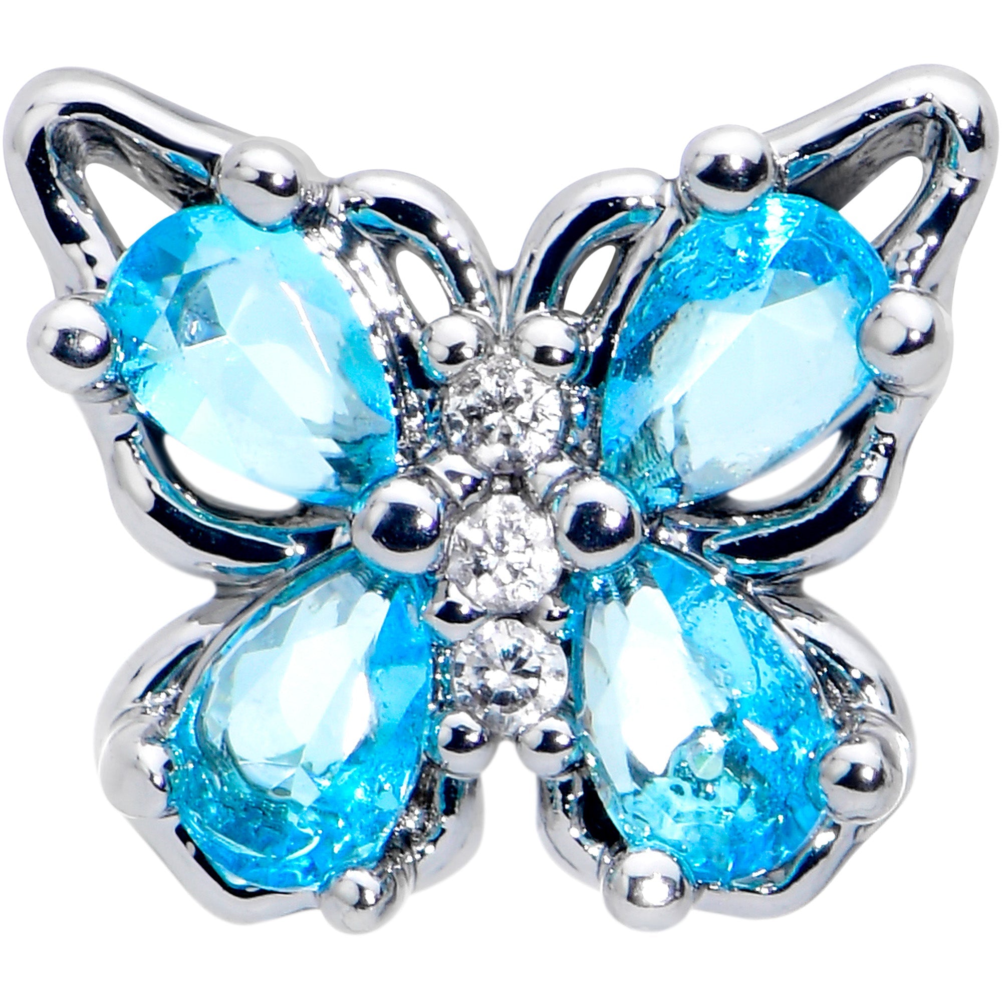 16G 1/4 Blue Gem Baroque Beauty Butterfly Cartilage Tragus Earring