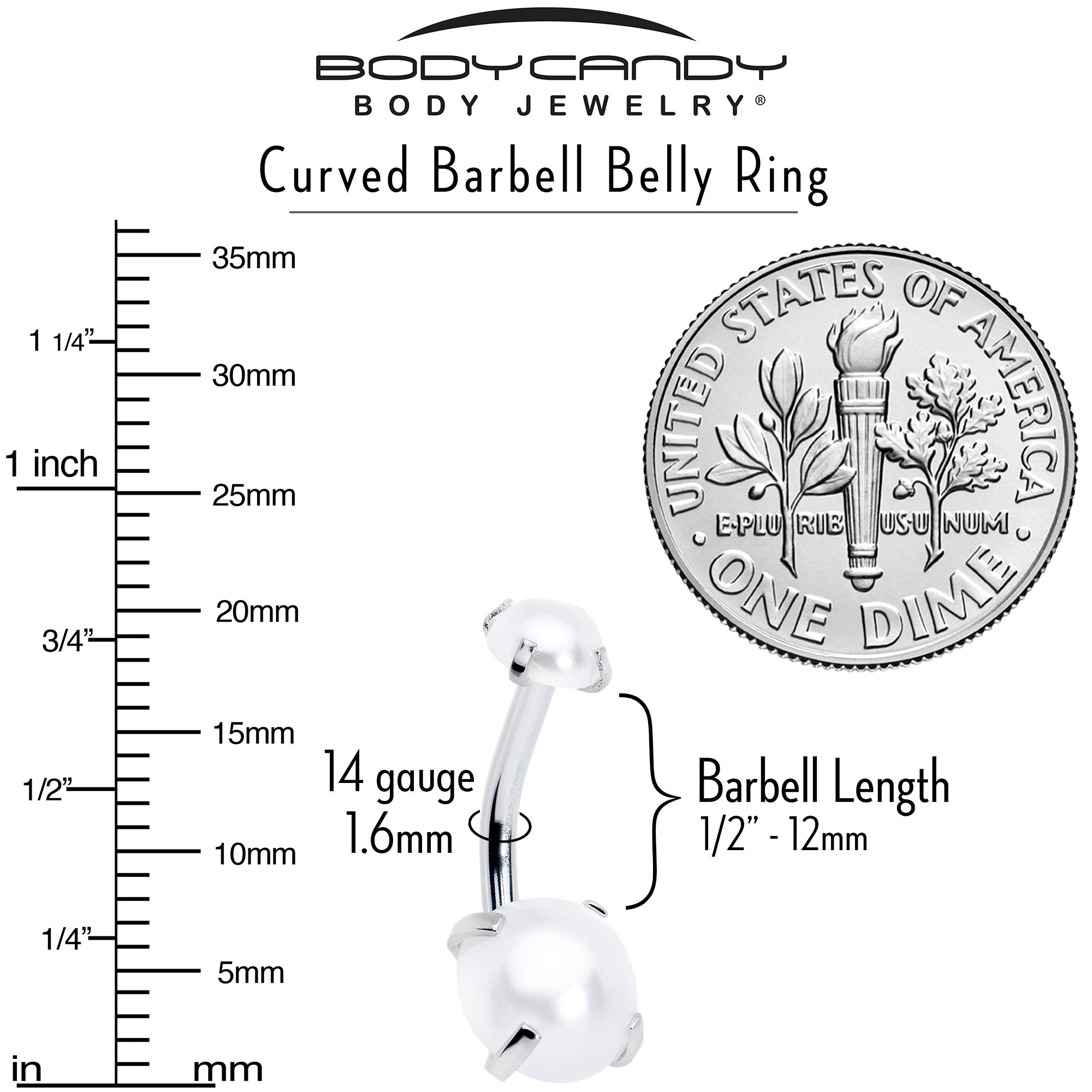 Opaque White Faux Pearl June Birthstone Double Mount Belly Ring